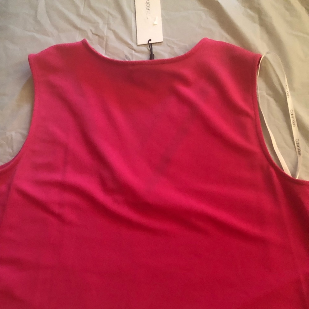 Hot Pink Calvin Klein V neck Open Stitch Top